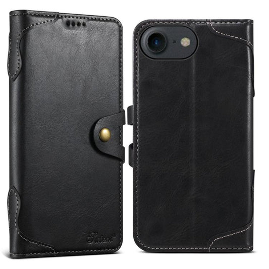 For iPhone 7 / 8 / SE 2022 Suteni Q-03 Oil Wax Magnetic Clasp Leather Phone Case(Black) - iPhone SE 2022 / 2020 / 8 / 7 Cases by Suteni | Online Shopping UK | buy2fix
