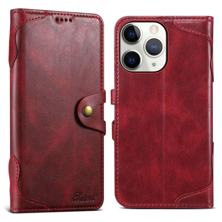 For iPhone 11 Pro Max Suteni Q-03 Oil Wax Magnetic Clasp Leather Phone Case(Red) - iPhone 11 Pro Max Cases by Suteni | Online Shopping UK | buy2fix