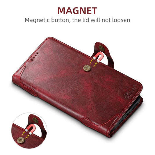 For iPhone 11 Pro Max Suteni Q-03 Oil Wax Magnetic Clasp Leather Phone Case(Red) - iPhone 11 Pro Max Cases by Suteni | Online Shopping UK | buy2fix