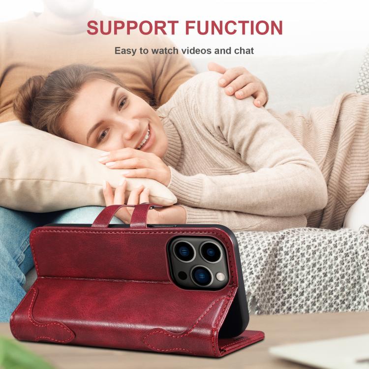 For iPhone 11 Pro Max Suteni Q-03 Oil Wax Magnetic Clasp Leather Phone Case(Red) - iPhone 11 Pro Max Cases by Suteni | Online Shopping UK | buy2fix