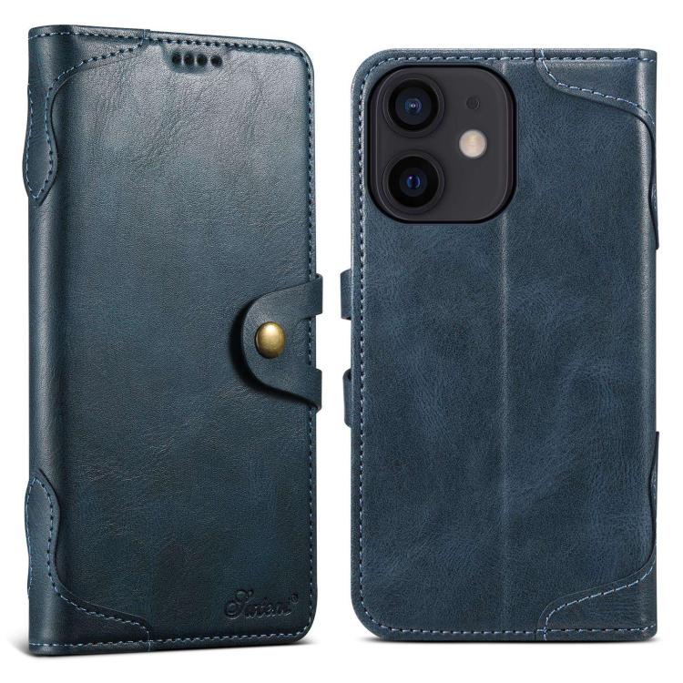 For iPhone 11 Suteni Q-03 Oil Wax Magnetic Clasp Leather Phone Case(Blue) - iPhone 11 Cases by Suteni | Online Shopping UK | buy2fix