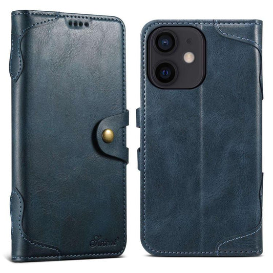 For iPhone 11 Suteni Q-03 Oil Wax Magnetic Clasp Leather Phone Case(Blue) - iPhone 11 Cases by Suteni | Online Shopping UK | buy2fix