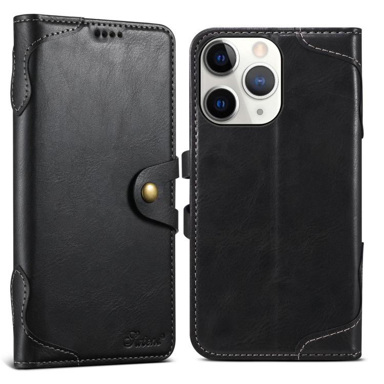 For iPhone 11 Pro Suteni Q-03 Oil Wax Magnetic Clasp Leather Phone Case(Black) - iPhone 11 Pro Cases by Suteni | Online Shopping UK | buy2fix