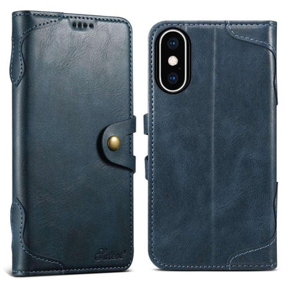 For iPhone XS Max Suteni Q-03 Oil Wax Magnetic Clasp Leather Phone Case(Blue) - More iPhone Cases by Suteni | Online Shopping UK | buy2fix