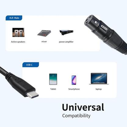 Type-C Male to XLR Male JUNSUNMAY Microphone Phone Audio Adapter Cable, Length: 1m - Microphone Audio Cable & Connector by JUNSUNMAY | Online Shopping UK | buy2fix