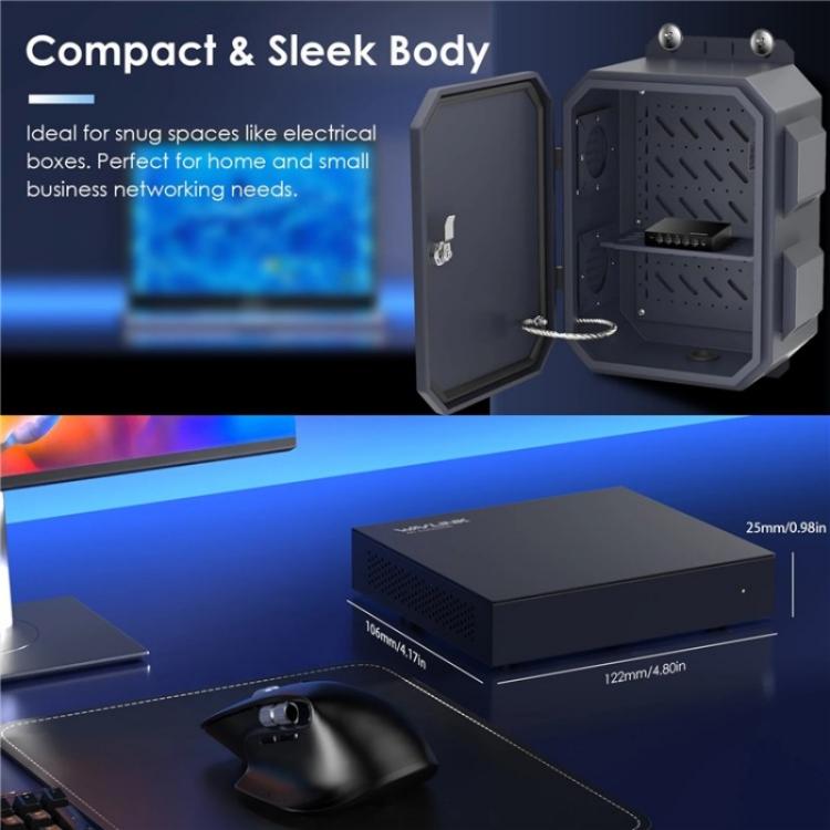 WAVLINK WN701AE IEEE 802.3AF / AT Auto-Discovery Centralized AP Management Poe Switch, Plug:UK Plug - Switch by WAVLINK | Online Shopping UK | buy2fix