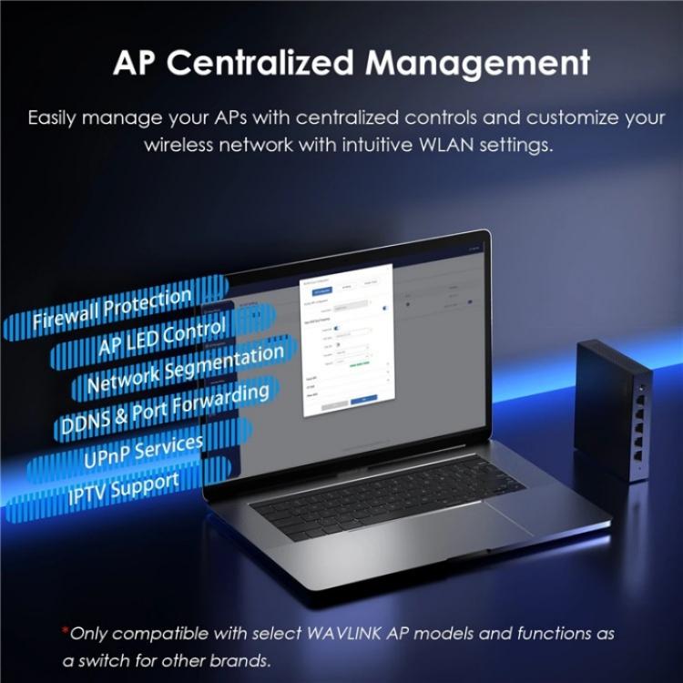 WAVLINK WN701AE IEEE 802.3AF / AT Auto-Discovery Centralized AP Management Poe Switch, Plug:US Plug - Switch by WAVLINK | Online Shopping UK | buy2fix