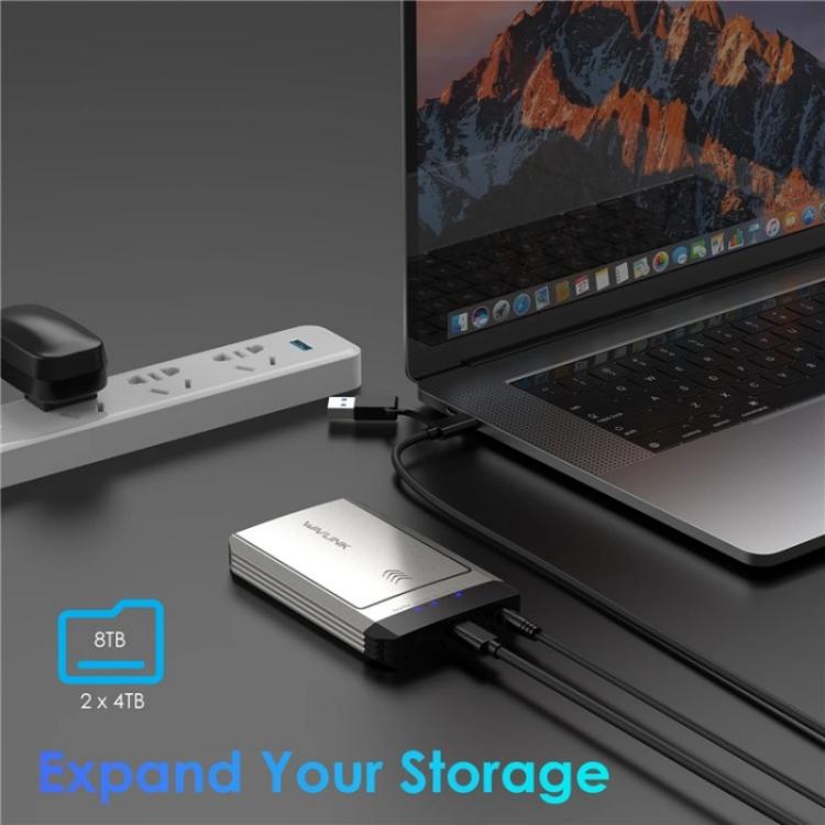 WAVLINK ST347 One-Click Offline Clone Dual Slot M.2 SSD Enclosure USB-C 3.2 Gen2 10Gbps(US Plug) - HDD Enclosure by WAVLINK | Online Shopping UK | buy2fix