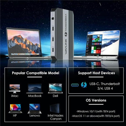 WAVLINK UTD49T 100W PD Input USB-A High Speed Data Transfer Adapter Thunderbolt 4 Hub(EU Plug) - USB HUB by WAVLINK | Online Shopping UK | buy2fix