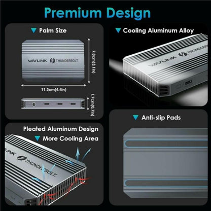 WAVLINK UTD49T 100W PD Input USB-A High Speed Data Transfer Adapter Thunderbolt 4 Hub(US Plug) - USB HUB by WAVLINK | Online Shopping UK | buy2fix
