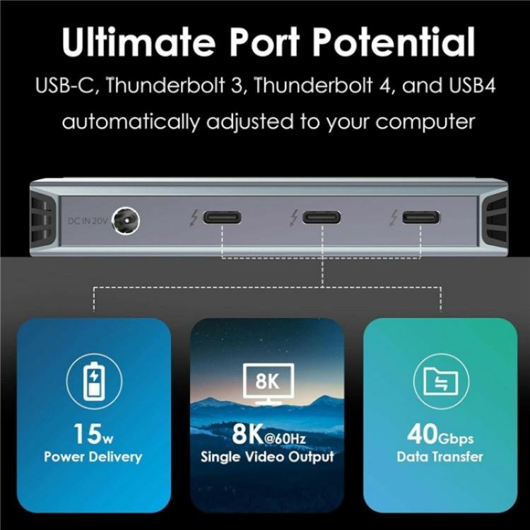WAVLINK UTD49T 100W PD Input USB-A High Speed Data Transfer Adapter Thunderbolt 4 Hub(EU Plug) - USB HUB by WAVLINK | Online Shopping UK | buy2fix