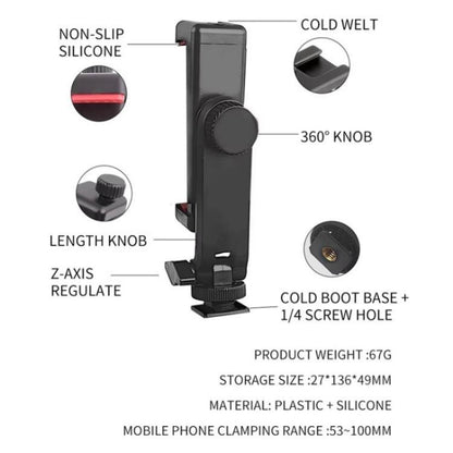 KY18 Live Streaming Photography DSLR Camera Rotating Cellphone Clamp Cold Shoe Mount - Stand by buy2fix | Online Shopping UK | buy2fix