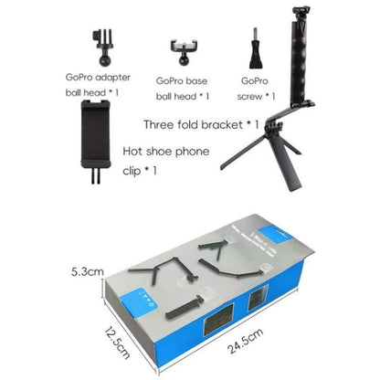 C062 Tri-folding Tripod Sports Camera Mobile Phone Selfie Stand Desktop Fixed Bracket - Tripods by buy2fix | Online Shopping UK | buy2fix