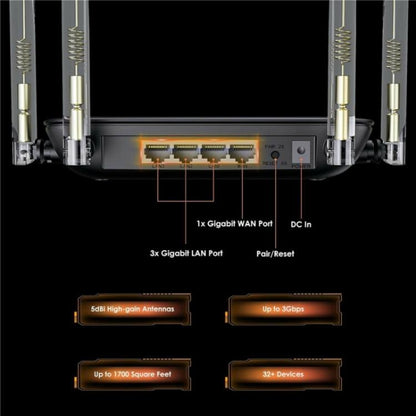 WAVLINK WN530BE1 Gigabit Ports High-Speed WiFi 2.4GHz / 5GHz Dual-Band Gaming Router, Plug:UK Plug - Wireless Routers by WAVLINK | Online Shopping UK | buy2fix