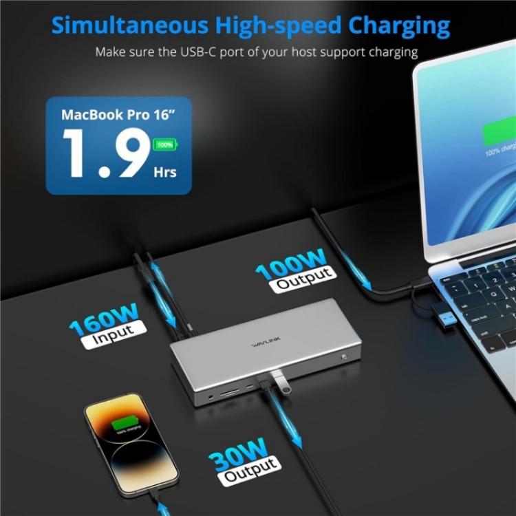 WAVLINK WL-UG75PD1-DH2 USB-C / Type-C Displaylink DL7400 Docking Station Support Quad Display(AU Plug) -  by WAVLINK | Online Shopping UK | buy2fix