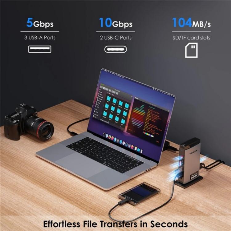 WAVLINK WL-UG69PD13Pro DisplayLink Docking Station 15 in 1 USB-C Hub for MacBook Laptop(UK Plug) -  by WAVLINK | Online Shopping UK | buy2fix