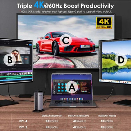 WAVLINK WL-UG69PD13Pro DisplayLink Docking Station 15 in 1 USB-C Hub for MacBook Laptop(US Plug) -  by WAVLINK | Online Shopping UK | buy2fix