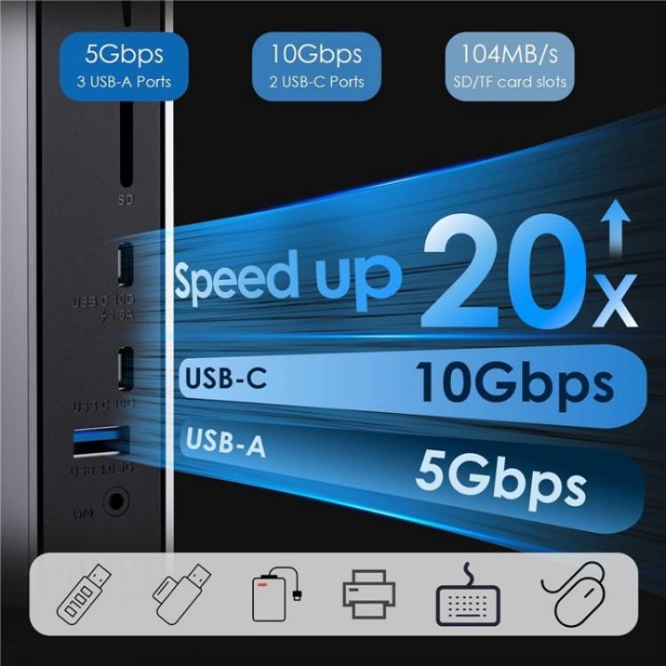 WAVLINK WL-UG69PD13Pro DisplayLink Docking Station 15 in 1 USB-C Hub for MacBook Laptop(UK Plug) -  by WAVLINK | Online Shopping UK | buy2fix