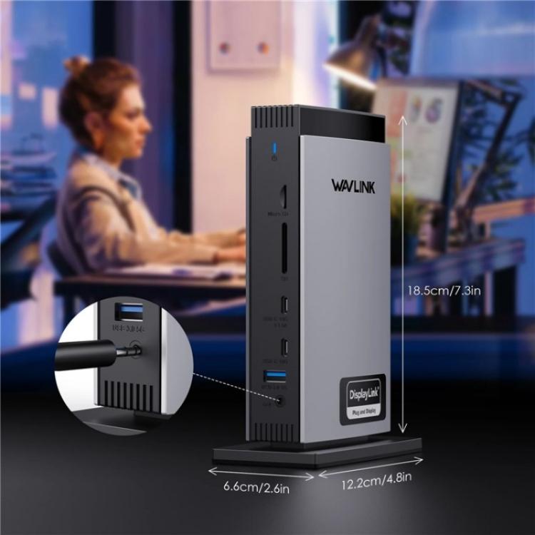 WAVLINK WL-UG69PD13Pro DisplayLink Docking Station 15 in 1 USB-C Hub for MacBook Laptop(EU Plug) -  by WAVLINK | Online Shopping UK | buy2fix