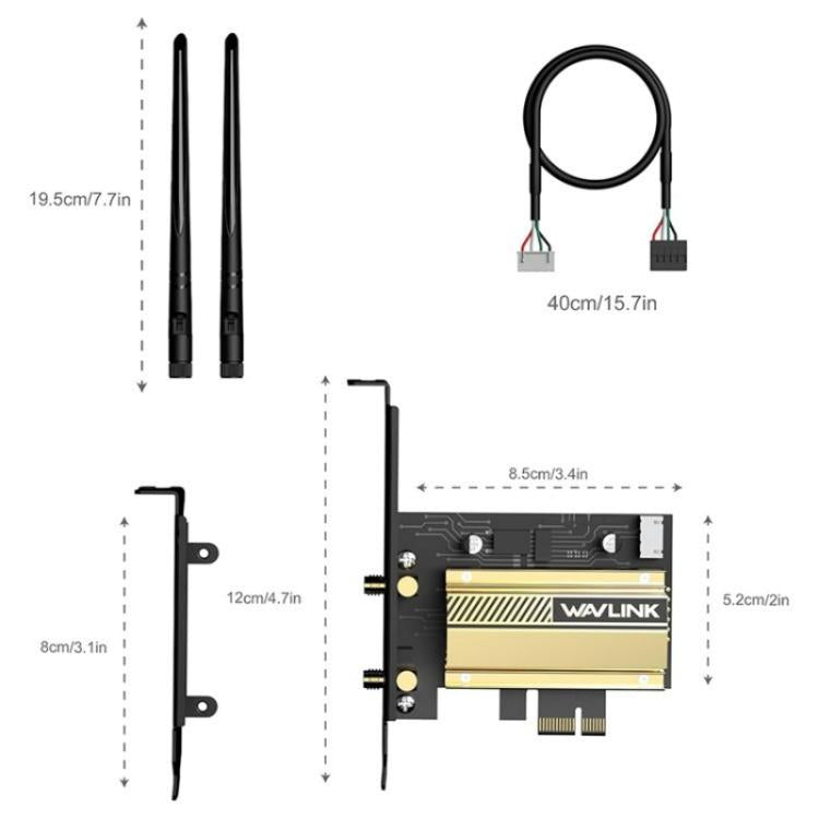 WAVLINK WN675X3-C WiFi 6E Pcie WiFi Network Card Adapter Triple Band AX210 AX5400 - USB Network Adapter by WAVLINK | Online Shopping UK | buy2fix
