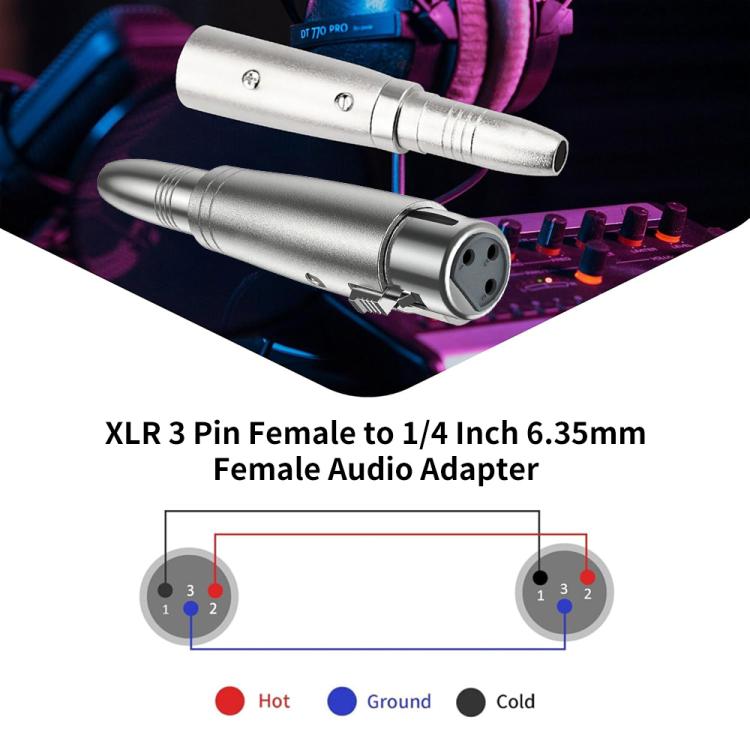 JUNSUNMAY XLR Female to 6.35mm Female Audio Adapter - Microphone Audio Cable & Connector by JUNSUNMAY | Online Shopping UK | buy2fix