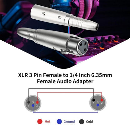 JUNSUNMAY XLR Female to 6.35mm Female Audio Adapter - Microphone Audio Cable & Connector by JUNSUNMAY | Online Shopping UK | buy2fix