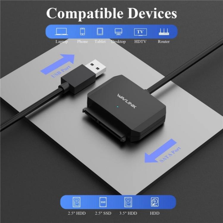 WAVLINK WL-ST345A 5Gbps Data Transfer Converter USB 3.0 to SATA III Hard Drive Adapter - Cable & Adapters by WAVLINK | Online Shopping UK | buy2fix