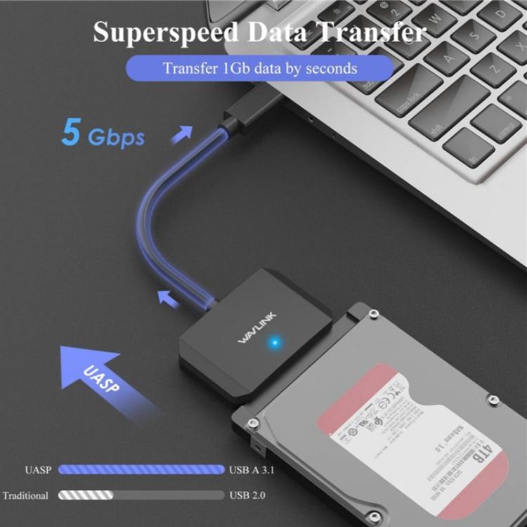 WAVLINK WL-ST345A 5Gbps Data Transfer Converter USB 3.0 to SATA III Hard Drive Adapter - Cable & Adapters by WAVLINK | Online Shopping UK | buy2fix