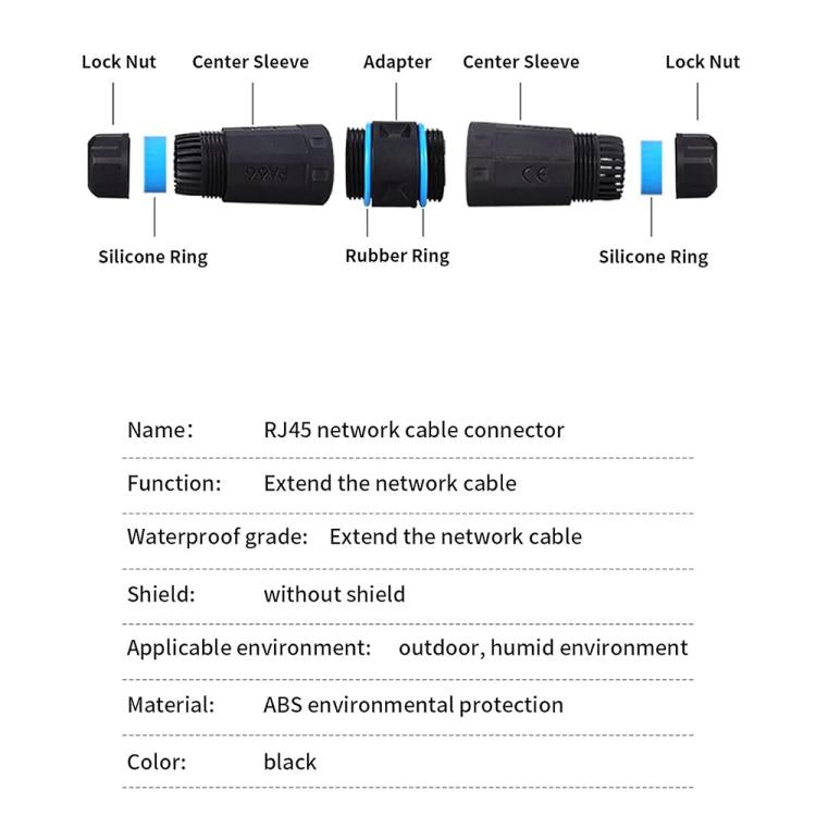 JUNSUNMAY IP68 Shielded Pure Copper Waterproof Gigabit RJ45 Ethernet Coupler for Cat5/Cat5e/Cat6/Cat7/Cat8 - Lan Cable and Tools by JUNSUNMAY | Online Shopping UK | buy2fix