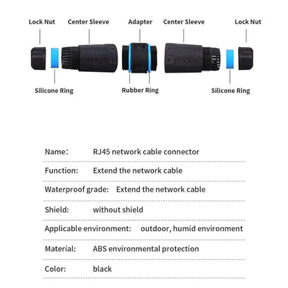 JUNSUNMAY IP68 Shielded Pure Copper Waterproof Gigabit RJ45 Ethernet Coupler for Cat5/Cat5e/Cat6/Cat7/Cat8 - Lan Cable and Tools by JUNSUNMAY | Online Shopping UK | buy2fix