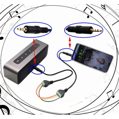 JUNSUNMAY 3.5mm Male to 3 Pin Stereo Audio Terminal Block Balum Connection Cable, Length: 30cm - Microphone Audio Cable & Connector by JUNSUNMAY | Online Shopping UK | buy2fix