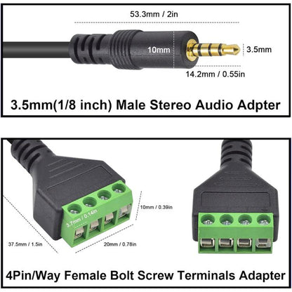 JUNSUNMAY 3.5mm Male to 4 Pin Stereo Audio Terminal Block Balum Connection Cable, Length: 30cm - Microphone Audio Cable & Connector by JUNSUNMAY | Online Shopping UK | buy2fix