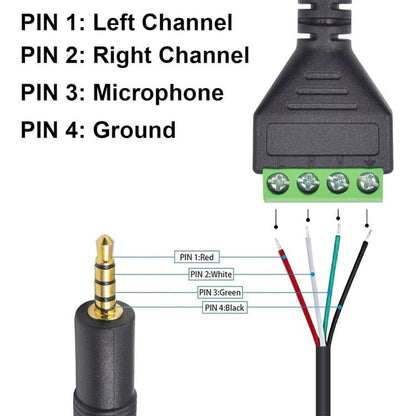 JUNSUNMAY 3.5mm Male to 4 Pin Stereo Audio Terminal Block Balum Connection Cable, Length: 30cm - Microphone Audio Cable & Connector by JUNSUNMAY | Online Shopping UK | buy2fix
