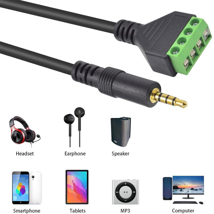 JUNSUNMAY 3.5mm Male to 4 Pin Stereo Audio Terminal Block Balum Connection Cable, Length: 30cm - Microphone Audio Cable & Connector by JUNSUNMAY | Online Shopping UK | buy2fix