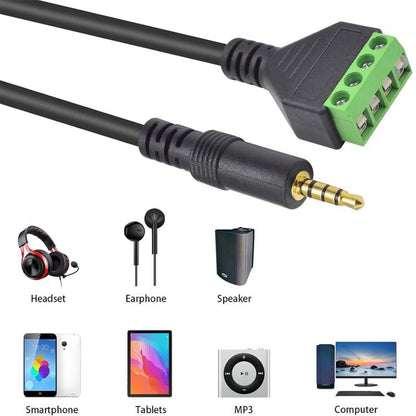 JUNSUNMAY 3.5mm Male to 4 Pin Stereo Audio Terminal Block Balum Connection Cable, Length: 30cm - Microphone Audio Cable & Connector by JUNSUNMAY | Online Shopping UK | buy2fix