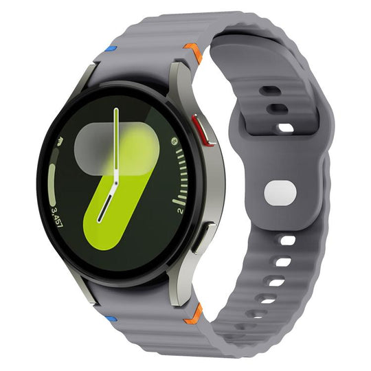 For Samsung Galaxy Watch 7 40mm / 44mm Wavy Grain Stitched Reverse Buckle 20mm Silicone Watch Band(Space Gray)