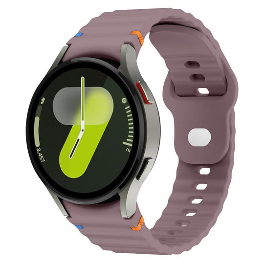For Samsung Galaxy Watch 7 40mm / 44mm Wavy Grain Stitched Reverse Buckle 20mm Silicone Watch Band(Smoke Purple)