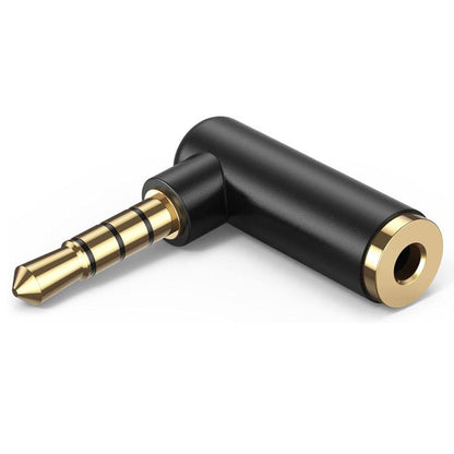JUNSUNMAY 90 Degree Right Angle 3.5mm TRRS Male to Female Audio Adapter Connector(Black) - Headset Accessories by JUNSUNMAY | Online Shopping UK | buy2fix