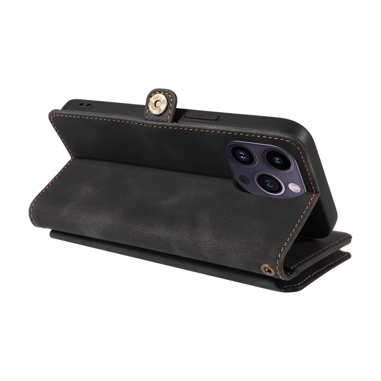 For iPhone 16 Pro Max Fantasy Multifunctional Zipper Wallet Leather Phone Case(black) - iPhone 16 Pro Max Cases by buy2fix | Online Shopping UK | buy2fix