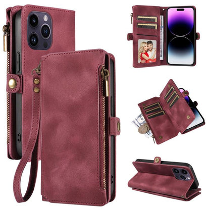 For iPhone 16 Pro Fantasy Multifunctional Zipper Wallet Leather Phone Case(purple) - iPhone 16 Pro Cases by buy2fix | Online Shopping UK | buy2fix