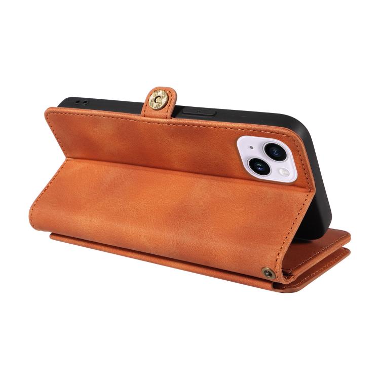 For iPhone 16 Plus Fantasy Multifunctional Zipper Wallet Leather Phone Case(orange) - iPhone 16 Plus Cases by buy2fix | Online Shopping UK | buy2fix