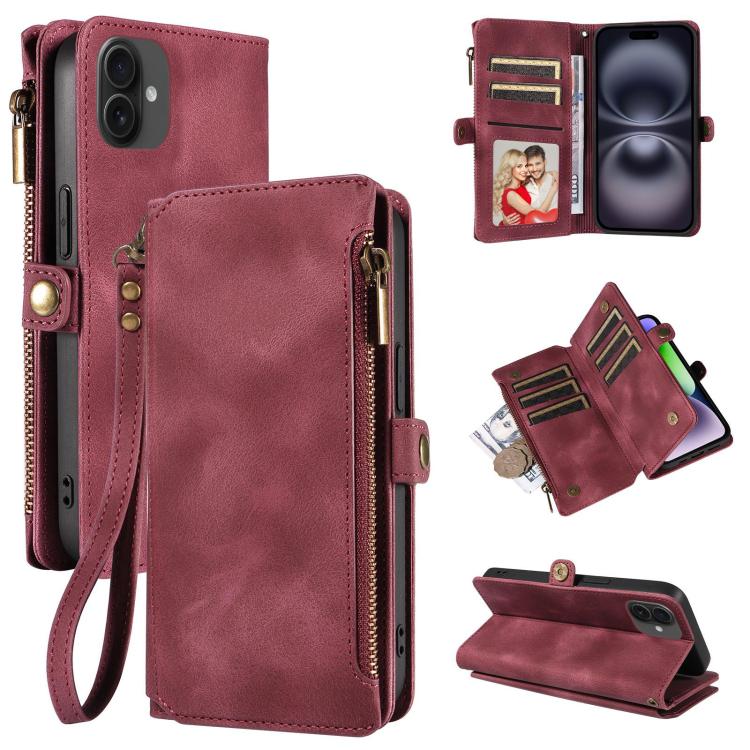 For iPhone 16 Plus Fantasy Multifunctional Zipper Wallet Leather Phone Case(purple) - iPhone 16 Plus Cases by buy2fix | Online Shopping UK | buy2fix