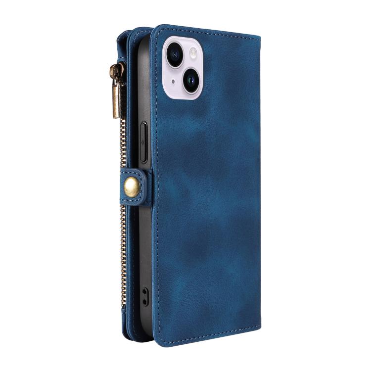 For iPhone 16 Fantasy Multifunctional Zipper Wallet Leather Phone Case(blue) - iPhone 16 Cases by buy2fix | Online Shopping UK | buy2fix