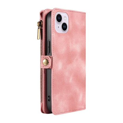 For iPhone 16 Fantasy Multifunctional Zipper Wallet Leather Phone Case(pink) - iPhone 16 Cases by buy2fix | Online Shopping UK | buy2fix