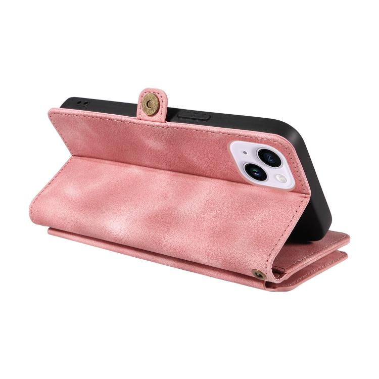 For iPhone 16 Fantasy Multifunctional Zipper Wallet Leather Phone Case(pink) - iPhone 16 Cases by buy2fix | Online Shopping UK | buy2fix