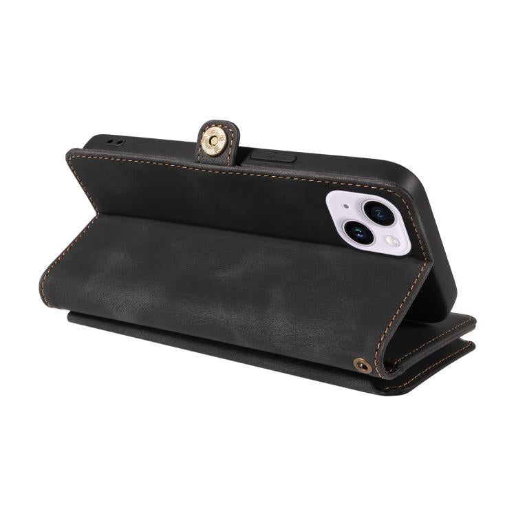 For iPhone 16 Fantasy Multifunctional Zipper Wallet Leather Phone Case(black) - iPhone 16 Cases by buy2fix | Online Shopping UK | buy2fix