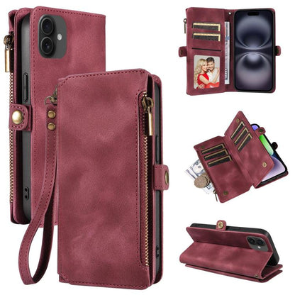 For iPhone 16 Fantasy Multifunctional Zipper Wallet Leather Phone Case(purple) - iPhone 16 Cases by buy2fix | Online Shopping UK | buy2fix