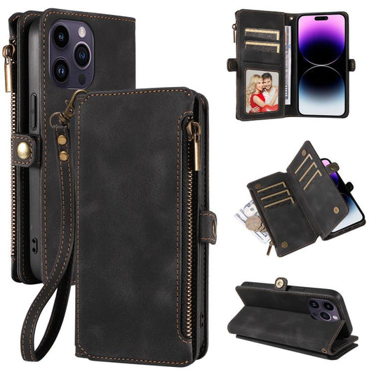 For iPhone 15 Pro Max Fantasy Multifunctional Zipper Wallet Leather Phone Case(black) - More iPhone Cases by buy2fix | Online Shopping UK | buy2fix