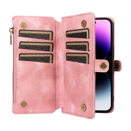 For iPhone 15 Pro Fantasy Multifunctional Zipper Wallet Leather Phone Case(pink) - More iPhone Cases by buy2fix | Online Shopping UK | buy2fix