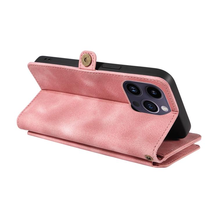 For iPhone 15 Pro Fantasy Multifunctional Zipper Wallet Leather Phone Case(pink) - More iPhone Cases by buy2fix | Online Shopping UK | buy2fix